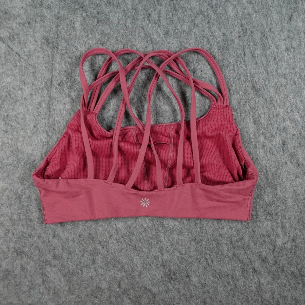 Athleta Sports Bra Women Small Pink Strappy High Neck Active Yoga Sports Top